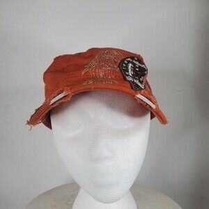 Pit Bull foot ball orange hat with rhinestones, bling and angel wings adjustable